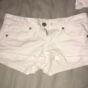 White jean shorts